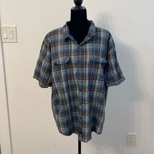 Dark Gray Blue White Plaid Calvin Klein Jeans Short Sleeve Plaid Button Up XXL